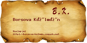 Borsova Kálmán névjegykártya